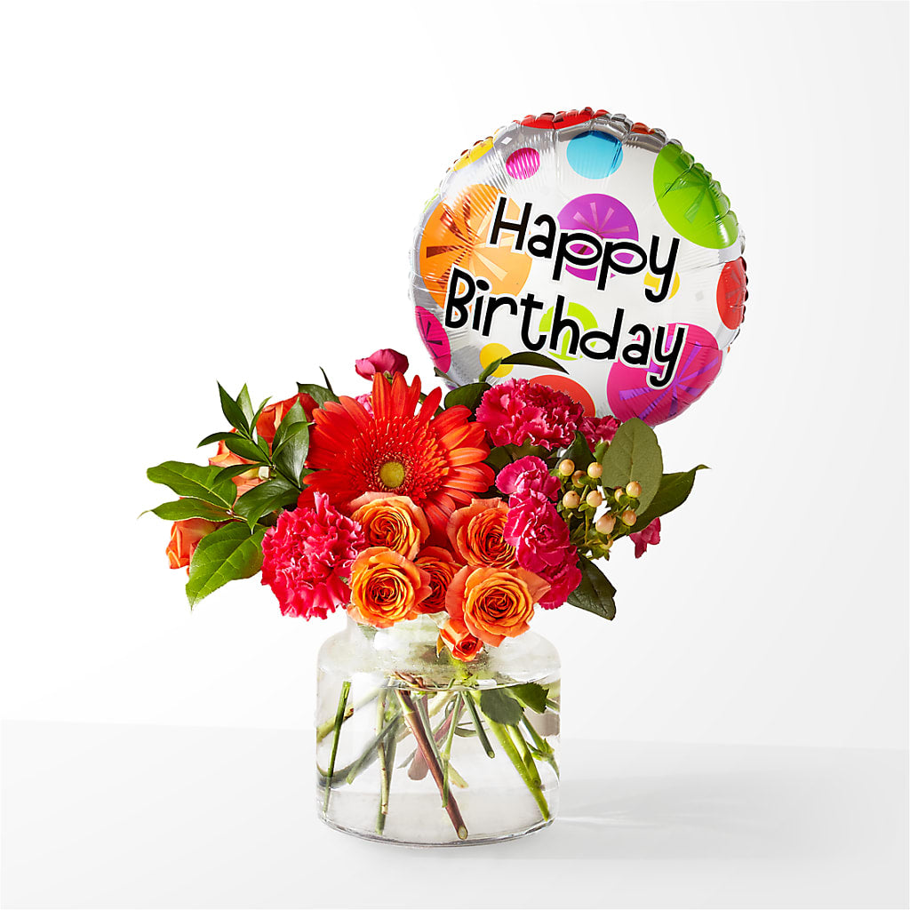 Fiesta Bouquet with Birthday Balloon – Atkinson Florist, Thornhill ON