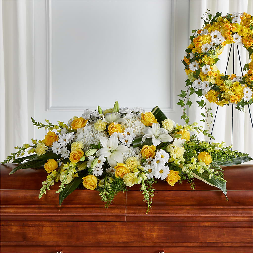 Golden Harmony Casket Spray – Atkinson Florist, Thornhill ON