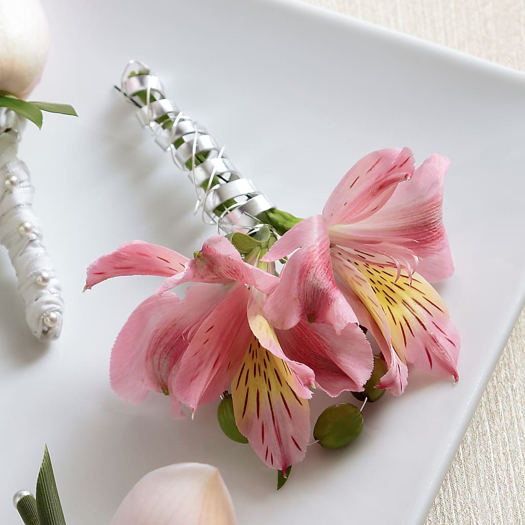 Pink Peruvian Lily Boutonniere – Atkinson Florist, Thornhill ON