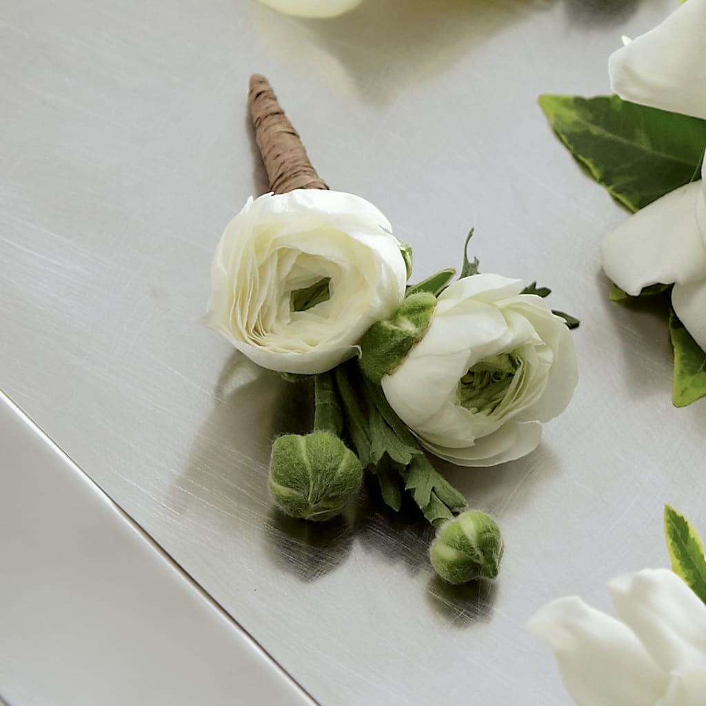 White Ranunculus Boutonniere – Atkinson Florist, Thornhill ON